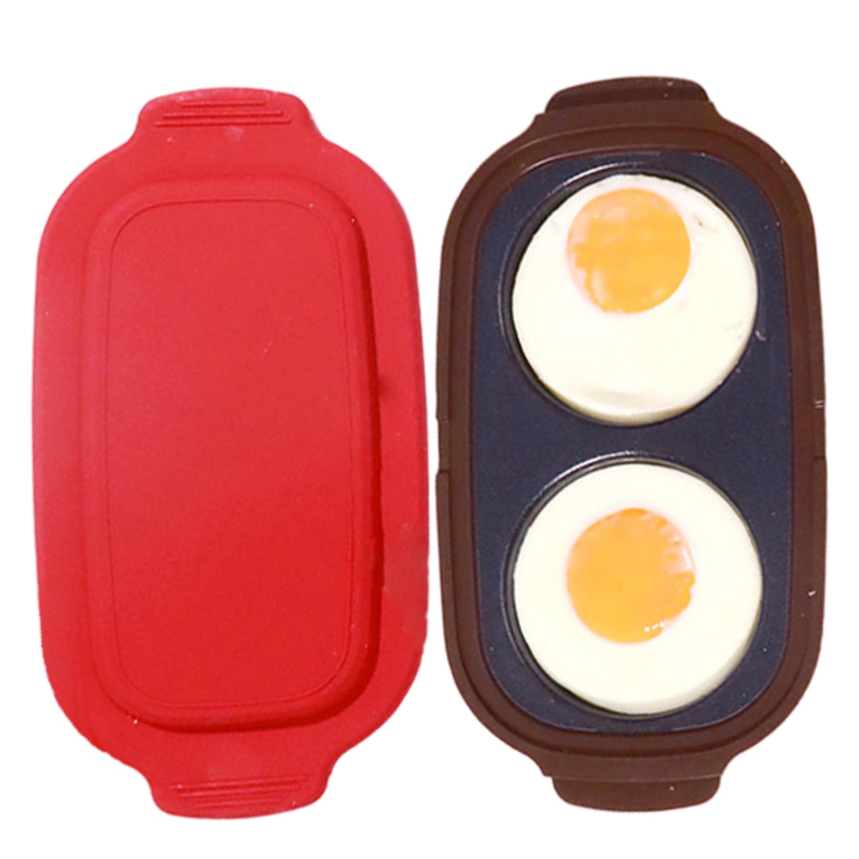 Outils de cuisine pocher à œufs micro-ondes rouge avec deux cavités rondes