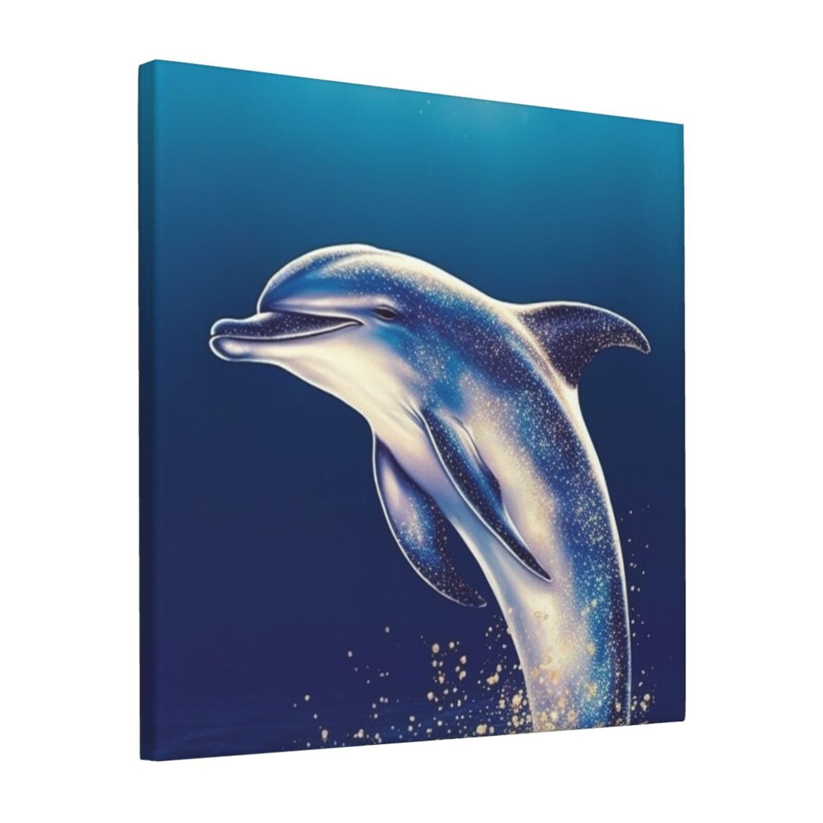 FodPand Glitter dolphin Canvas Wall Art for Living Room Wall Decor 12"x12" Modern Artwork Painting Pictures Hanging Canvas Prints Aesthetic Wall Art for Bedroom Bathroom Office Wallart Decor