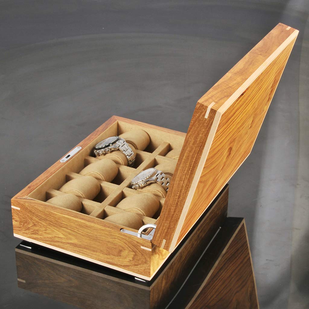 Scatola Porta Orologi per Uomo e Donna in Legno con 10 Scomparti, Custodia per Orologi, espositore per Gioielli, Organizer con 10 Cuscini