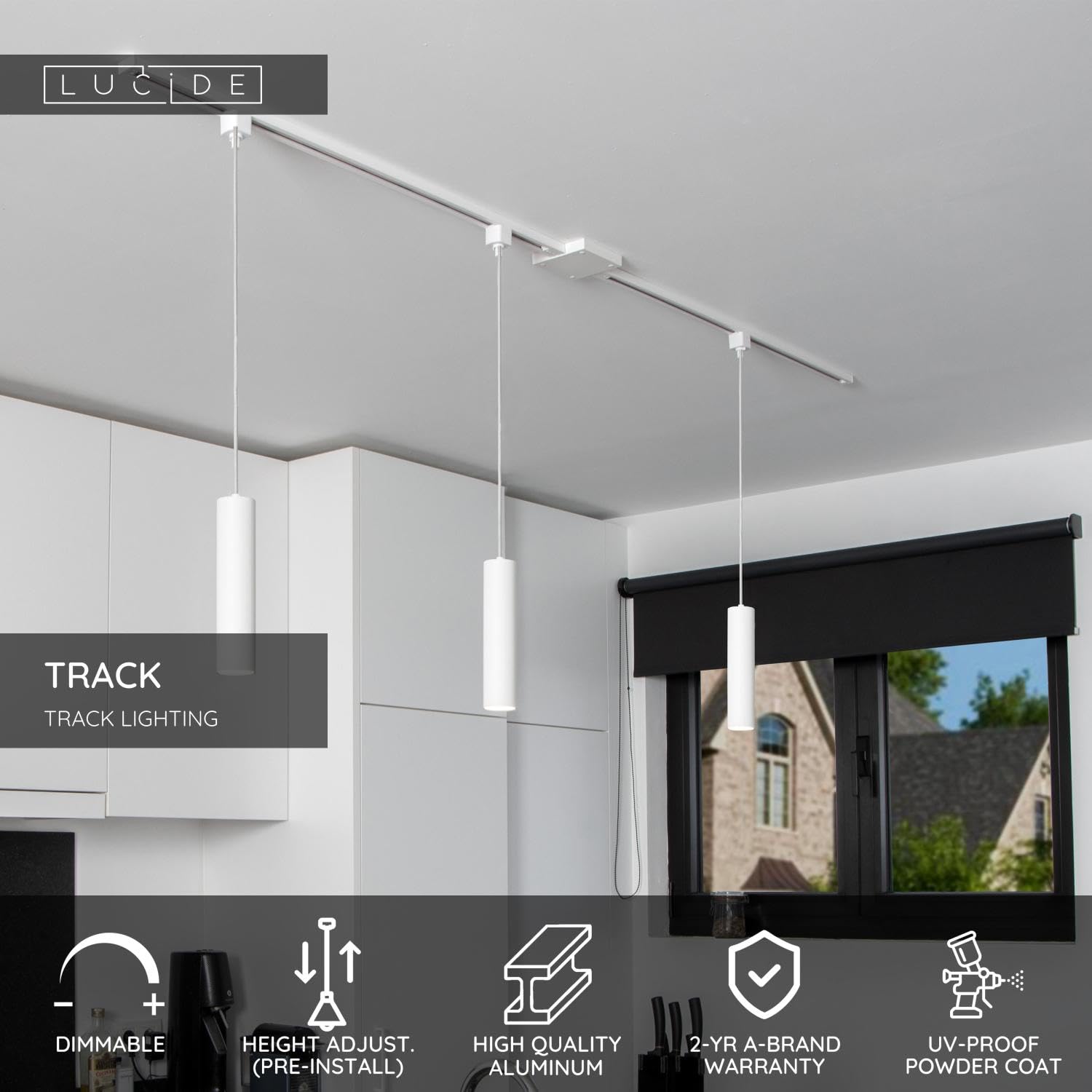LUCIDE TRACK FLORIS Lámpara colgante - Sistema de carril monofásico/Iluminación con rieles - 1xGU10 - Blanco (Extensión)
