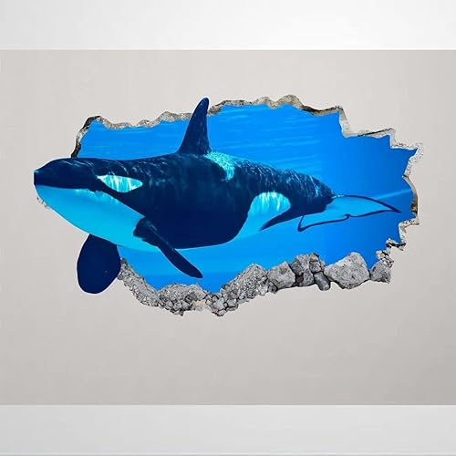 ArogGeld Sk399 - Calcomanía de pared de orca, decoración 3D de animales de asesino de ballenas aplastadas, póster impreso, calcomanías