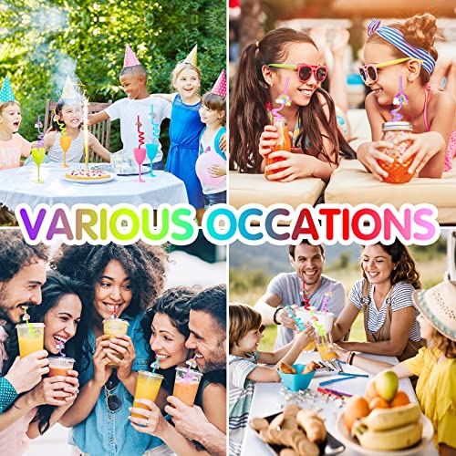 25 pitillos reutilizables de colores arcoíris para fiestas miniatura 7