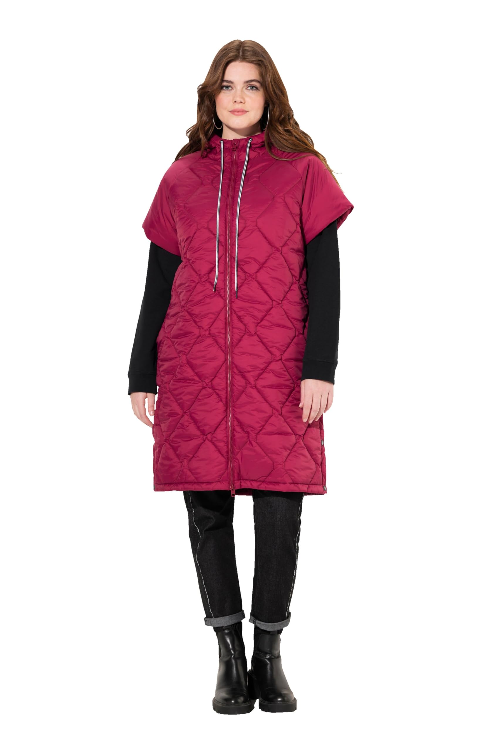 Ulla Popken Damen große Größen Übergrößen Plus Size HYPRAR Steppweste, Tunnelzug, 2-Wege-Zipper, recycelt 828834