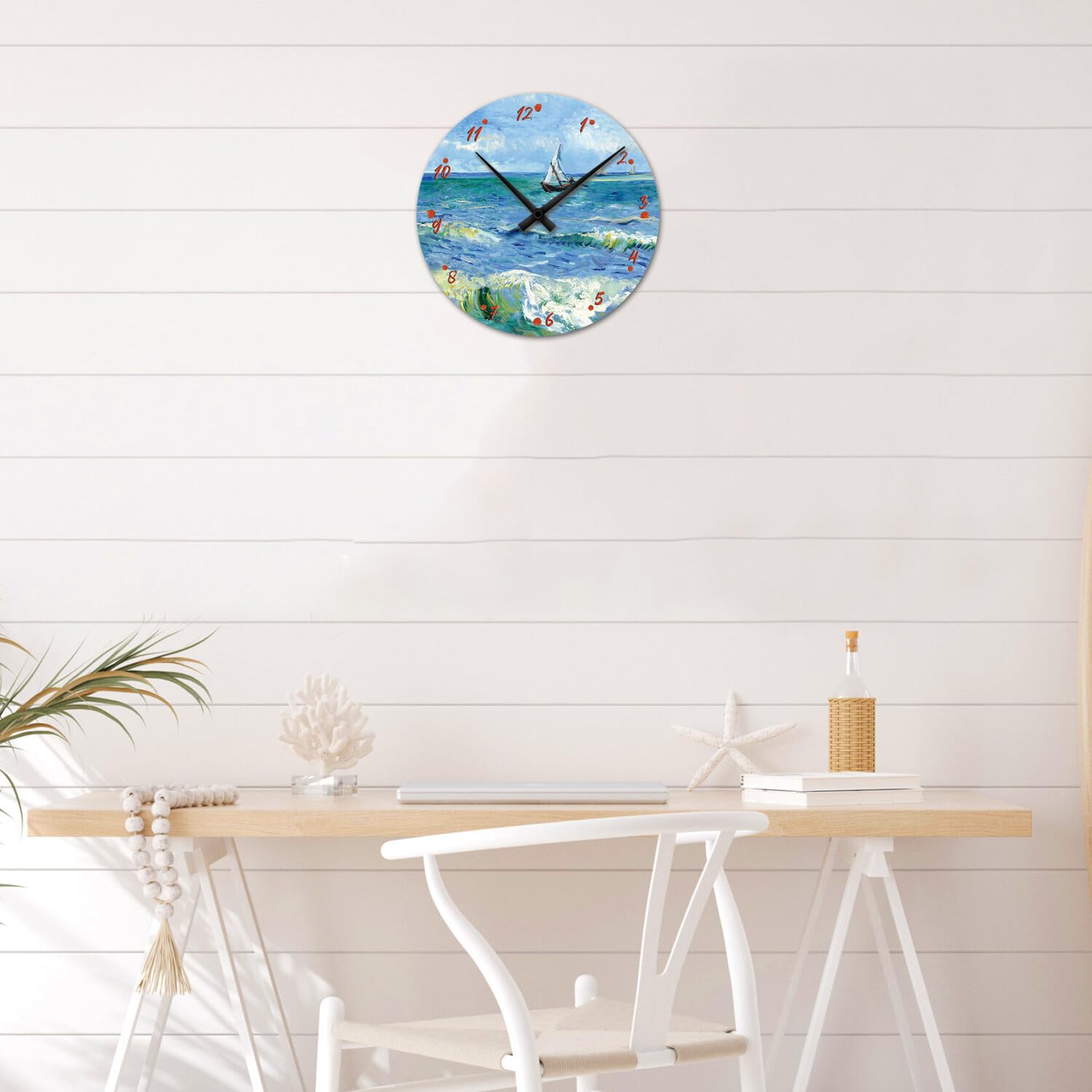 Horloge Murale Banksy - Fille Au Ballon Rouge - Cadre Bois MDF 30x30cm - Mécanisme Silencieux - Prête à Accrocher
