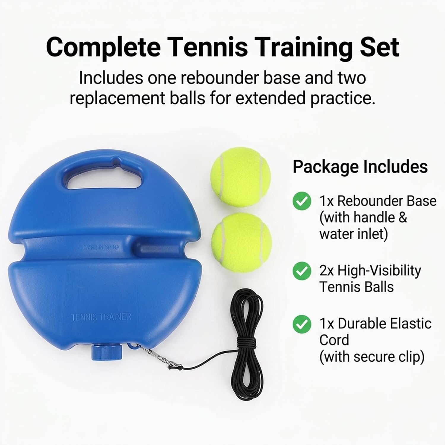 Self Tennis Practice Solo TennisTrainer, Solo TennisPractice Rebounder Ball with String and Weighted Base, Portable Self Training Tool for Beginners, Indoor Outdoor Tennis Return Equipment