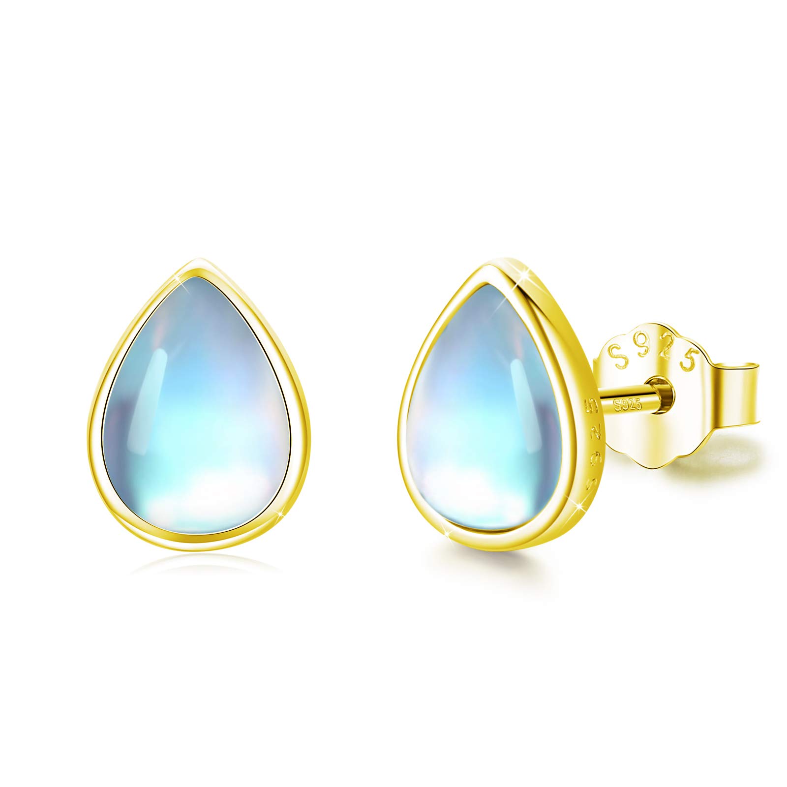 REDSUN Opal/Mondstein Ohrstecker für Frauen 925 Sterling Silber/Gold Wassertropfen Ohrstecker Hypoallergen Ohrringe Wassertropfen Schmuck Geschenke für Frauen Mädchen
