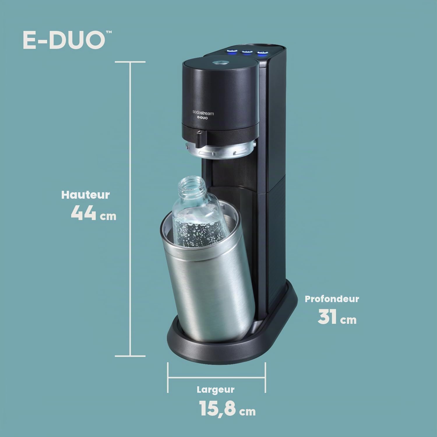 SodaStream E-Duo Machine à gazéifier avec Cylindre de CO2, Pack Standard (1 x Verre 1 l + 1 x KSTFL 1L, DWS)