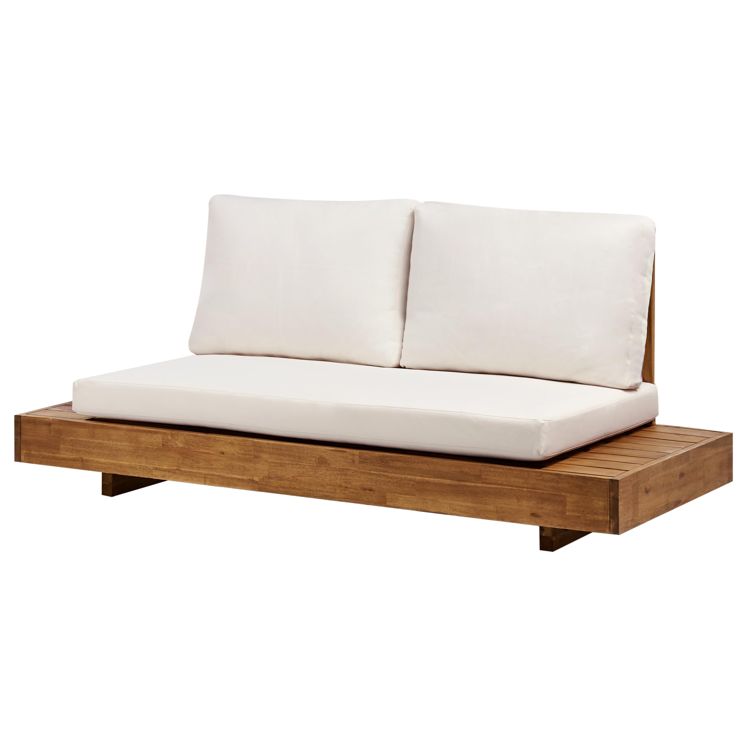 Beliani Canapé de Jardin 2 Places en Bois d'Acacia Certifié avec Coussins Bois Clair Marettimo