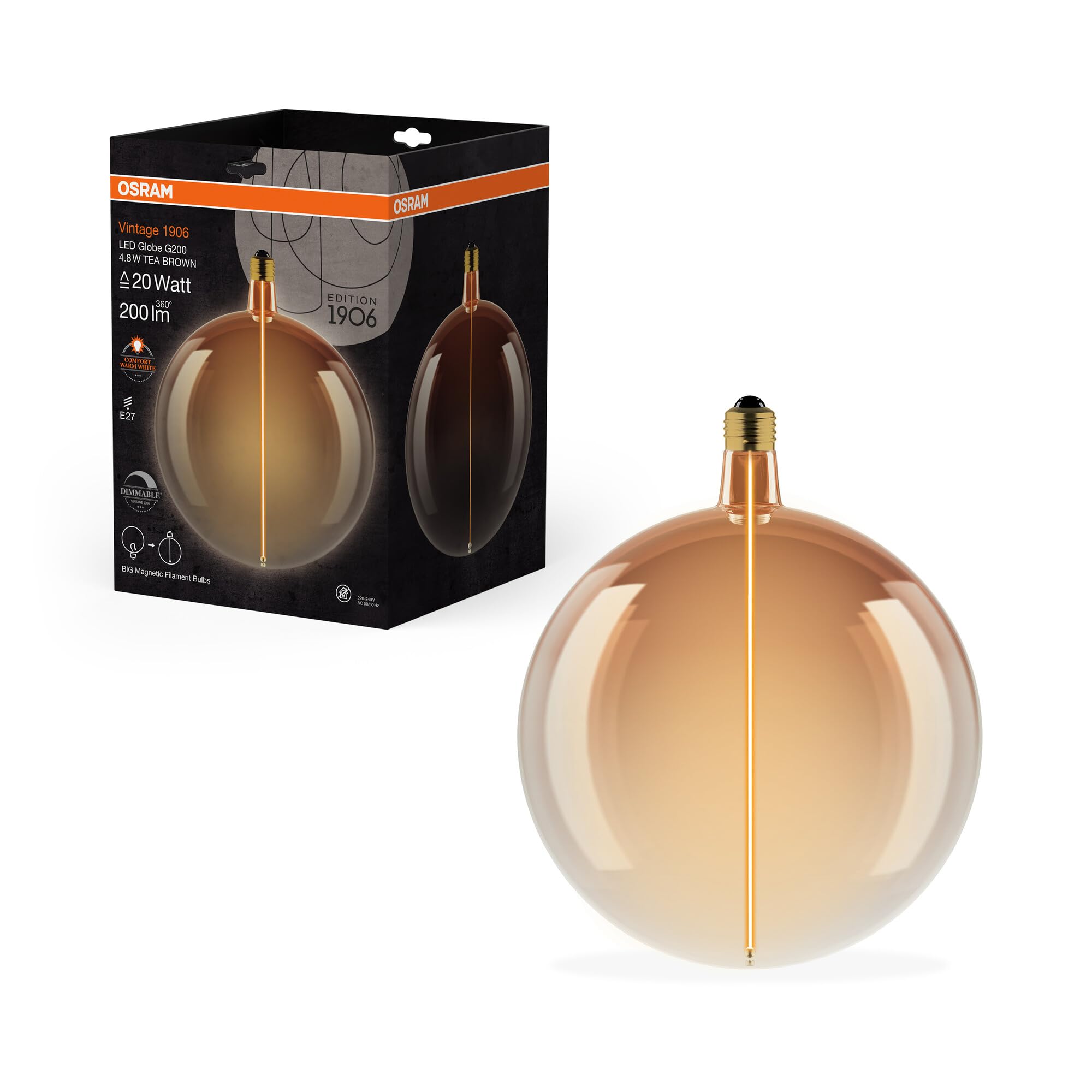 OSRAM Vintage 1906 Big Globe è una lampada decorativa dimmerabile con | , LED Lamps, 200.00 Millimetres dia, , confezione da 1
