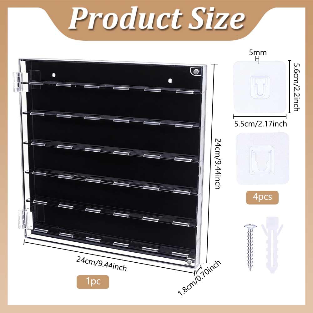BENECREAT Akustik Gitarrenplektrum Aufbewahrung, 36 Steckplätze Großraum Transparentes Plektrum Display Case mit 4 Haken Wandmontage Musikzubehör Organizer, 24x24x1.8cm