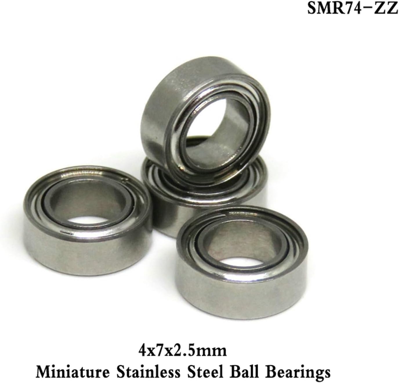 BAMMY 10Pcs 4x7x2.5mm SMR74 ZZ Stainless Steel Bearing SMR74ZZ L740ZZ Mini RC Model Bearings 4 * 7 * 2.5