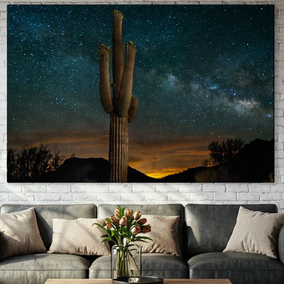 Arizona Canvas Prints Small to Extra Large - Sonoran Desert Landscapes Dining Room, Bedroom, Bathroom, Living Room - Saguaro Cactus Wall Art (Milky