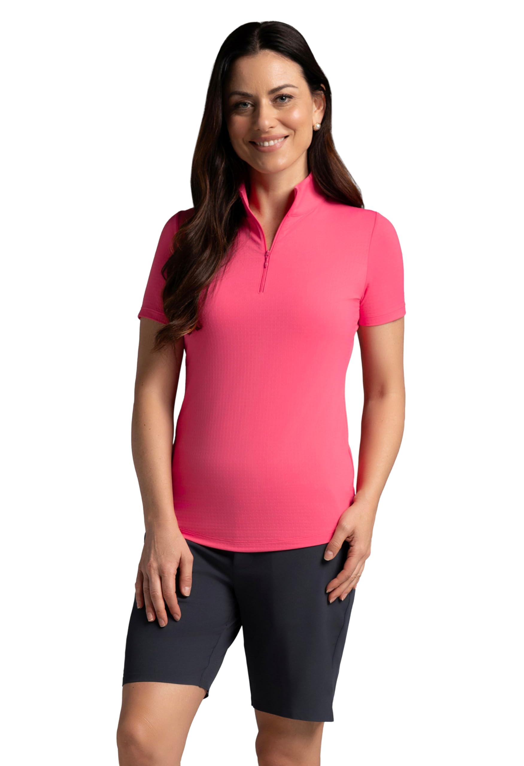 IBKUL Athleisure Wear Sun Protective UPF 50+ Icefil Cooling-Short Sleeve Mock Neck-87000