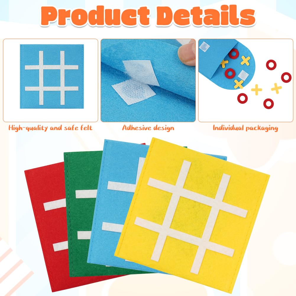 Tres en Raya Niños Animales Pack 16, Mini Juego de Mesa de Fieltro, Regalos Alumnos Primaria, Detalles Cumpleaños Niños, Juego de Viaje, Multicolor