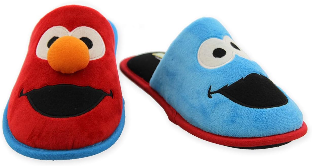 Sesame Street Bert Ernie Mismatched Youth Adult Scuff Slippers