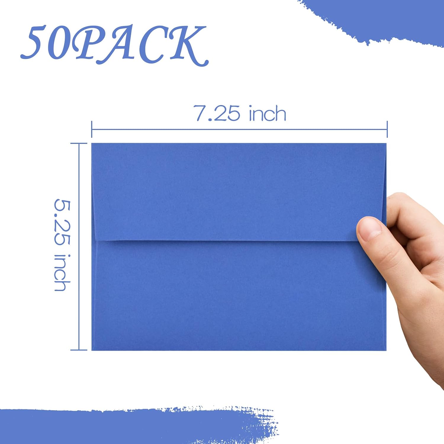 50 Pack 5x7 Envelopes for Invitations,5.25x7.25 inches,A7 Envelope Blue Self Seal,Printable Envelopes for Wedding,Invitation,Baby Shower,5x7 Cards image 2