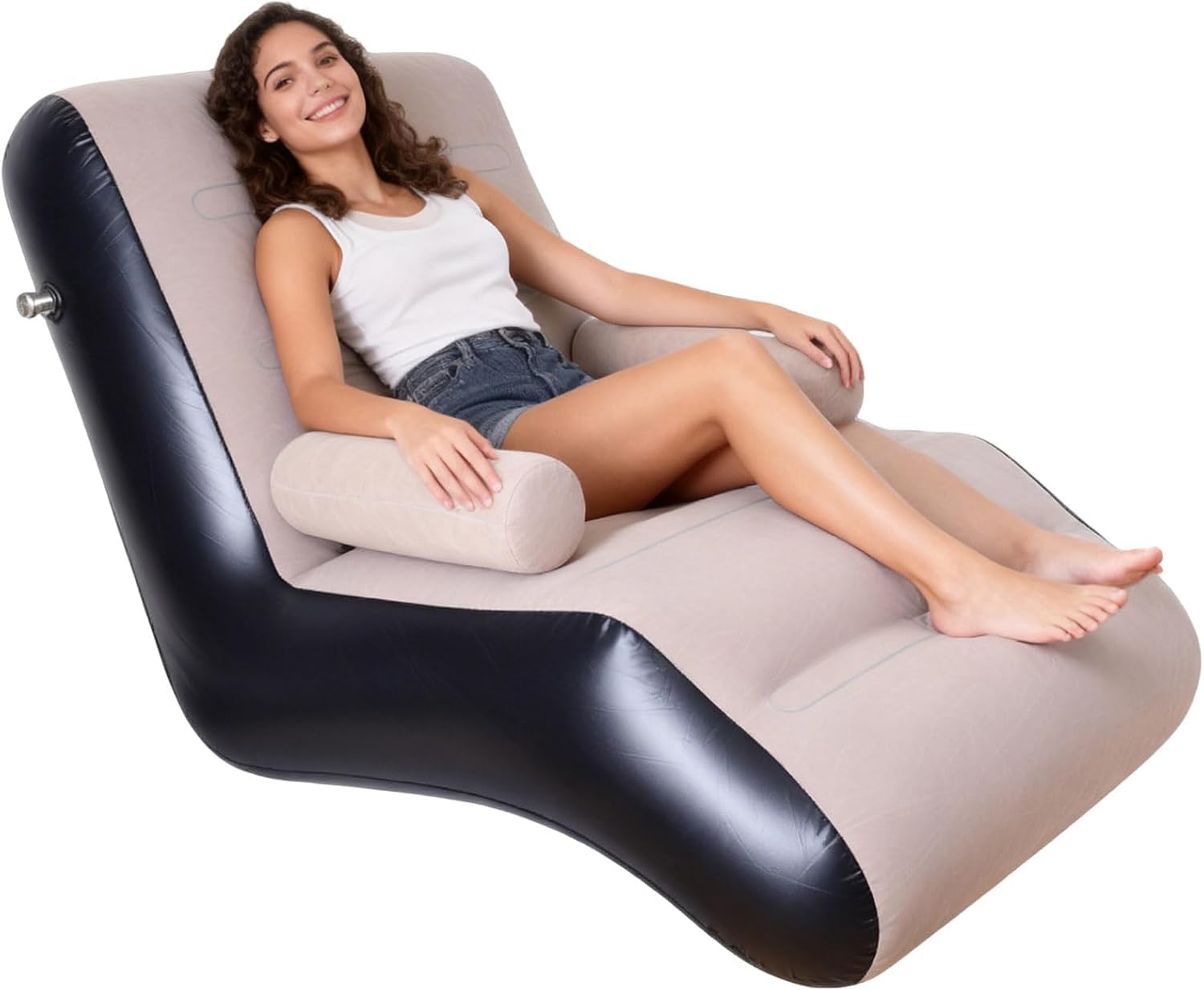 Inflatable Air Sofa Recliner Chair with 2-in-1 Electric Pump, Portable Plush Lazy Air Lounge for Home, Office, Beach, Travel & Camping Relaxation (S Row Inflatable Chair)-image-30
