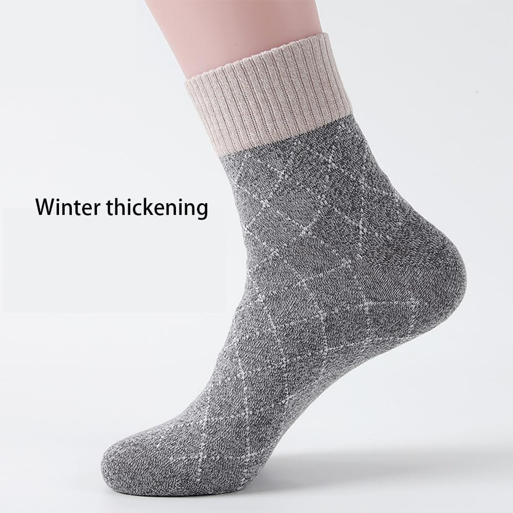 Chaussettes Basses Chaussettes Longues Simples à Rayures Diamant, 6 Paires de Chaussettes épaisses mi-Mollet, Bas Confortables, Chaussettes de Sol faciles à Nettoyer Coupe Confortable