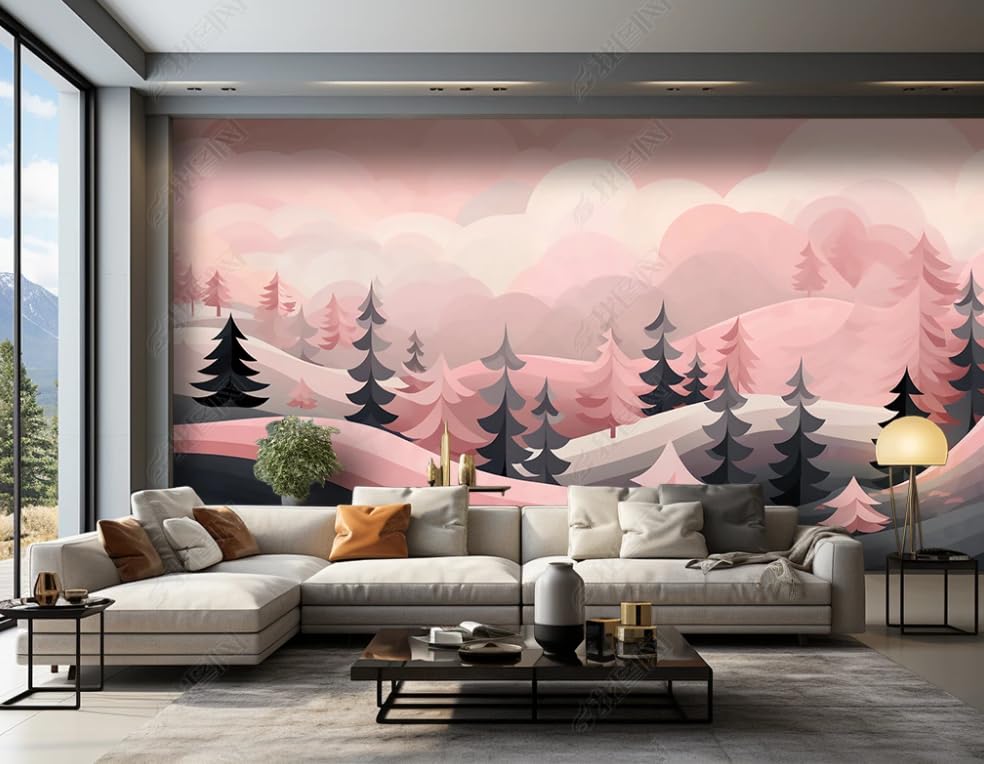 Poster géant mural paysage rose crée une ambiance zen dans votre chambre