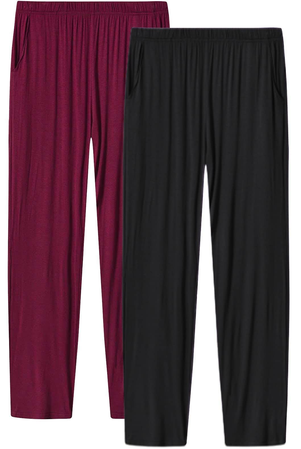 MoFiz Mujer Pantalones Largos Pijama Suave Pantalón Casual de Casa Dormir con Bolsillos y Cordón