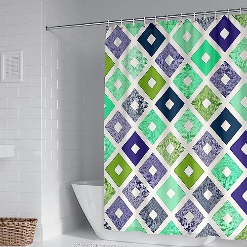 Rideau de douche 300x200cm imperméable en polyester à motif carré Art Déco