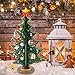 14-inch Tabletop Mini Wooden Christmas Tree with 28 Mini Ornaments for Christmas Decorations