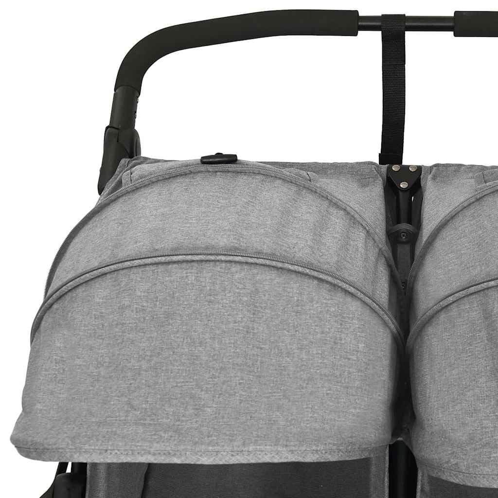 vidaXL Passeggino Gemellare Grigio Chiaro in Acciaio