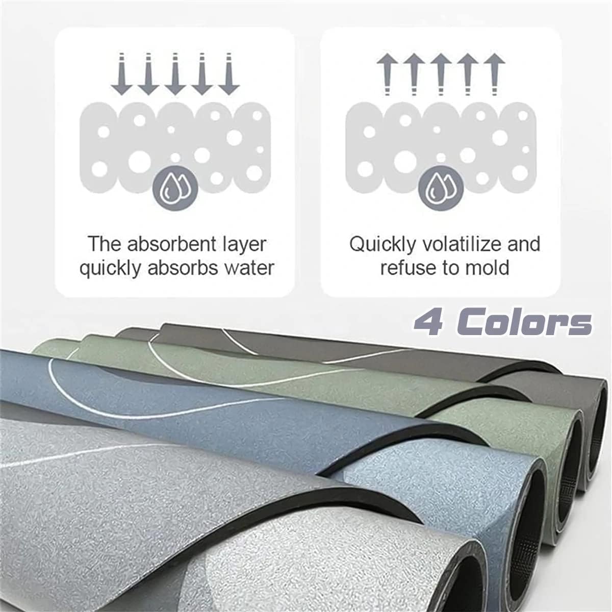 Bath Mat Shower Mat Fast Water Drying Super Absorbent Floor Mat Non Slip Bath Rug for Bathroom Bedroom Door Mat (1.31 ft.x1.97 ft., Blue)