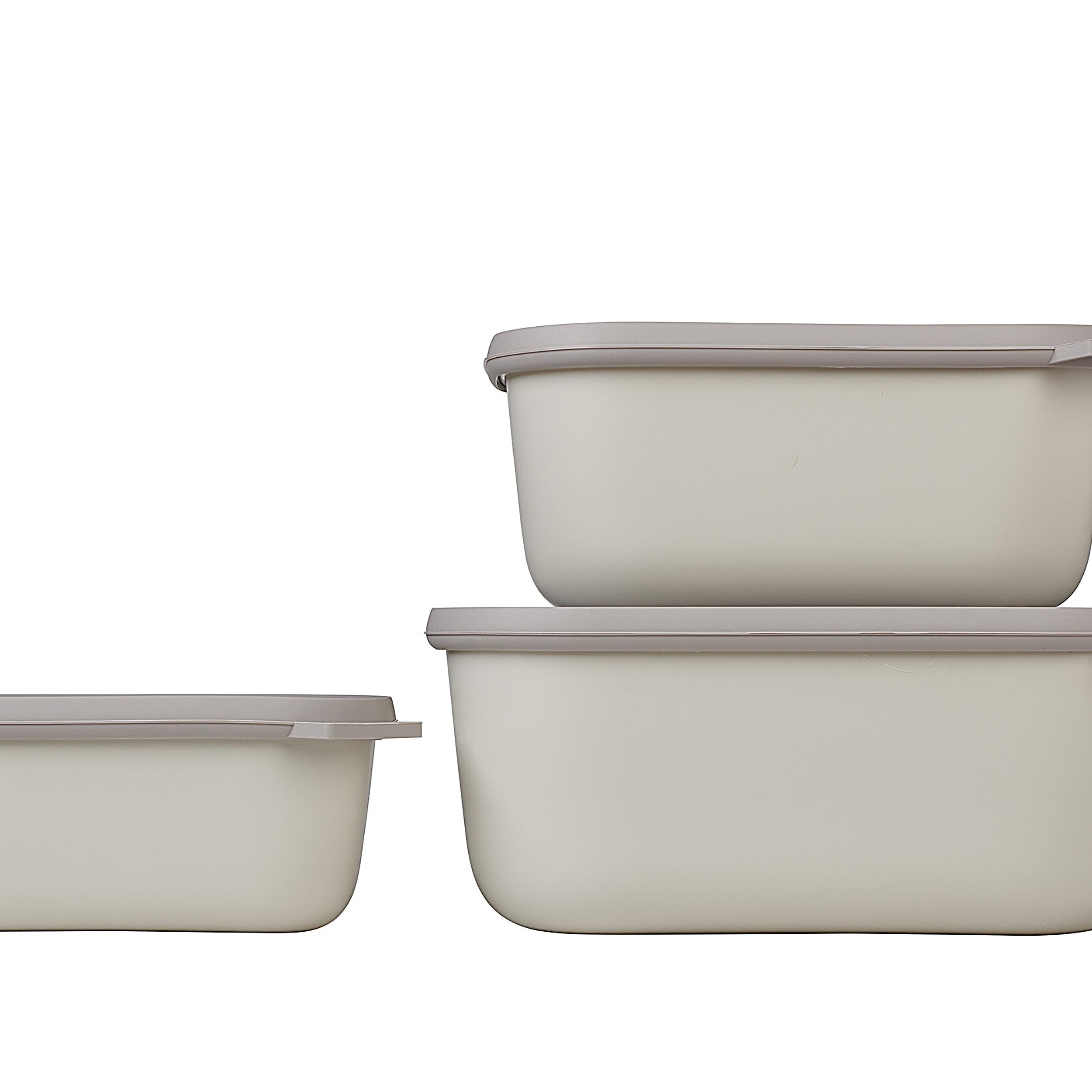 Multi Bowl Cirqula 3-Piece Set – Food Storage Container with Lid - Suitable as Airtight Storage Box for Fridge & Freezer, Microwave Container & Servable Dish - 750, 1500, 3000ml - Nordic White