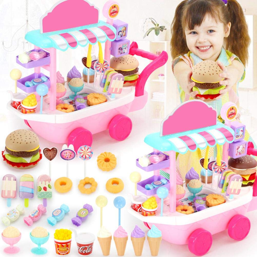 WXGY Cart Toy Mini Candy Trolley Ice Cream Candy Cart Educational Toy  Pretend Play Set Best Gift for Baby Kids admired