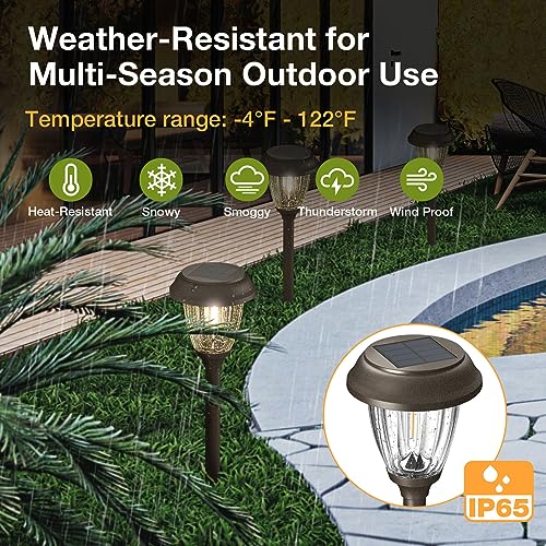 Xmcosy+ SL-0204-06 Solar Lights Outdoor 10/25 Lm Led With 2 Lighting Modes, Solar Garden Lights Glass And Metal, Ip65 Waterproof Solar Powered For Yard Pathway Walkway Driveway Patio thumb #3