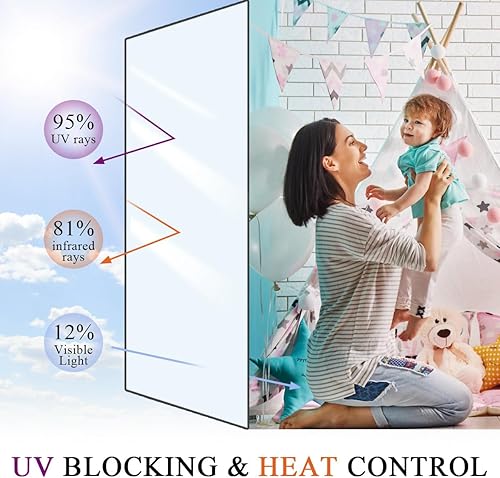 Miniatura 9 de Arthome - Tinte de ventana para el hogar, película de espejo unidireccional, privacidad diurna, control de calor, reflectante, bloqueo solar, anti
