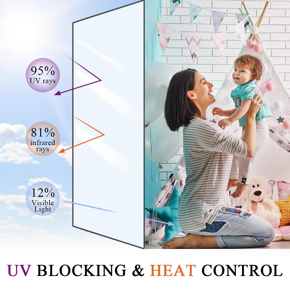 Arthome Pellicola per Vetri Finestre Anti-UV 60cmx460cm, Marrone Argento, Controllo Calore Oscuranti per Finestre Riflettente Adesiva per casa e ufficio Riduzione Abbagliamento solare con strumento