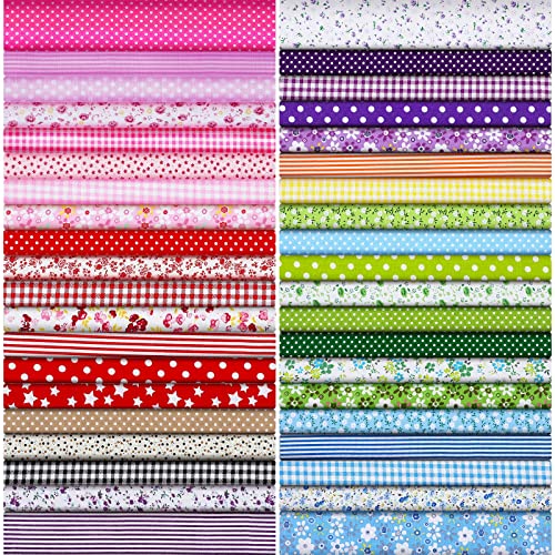 40 Pcs 10 x 10 Inches Summer Floral Cotton Fabric Bundle Squares Precut Fabric Squares Multi Color Floral Fat Sheets for DIY Craft Quilting Sewing