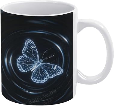 Butterfly With Black Background Coffee Mug, Stunning Nature-Inspired Illustration for Morning Coffee, Tea, or Hot Cocoa, Gift for Garden Lovers or Artists, 11 Oz, Porcelain
