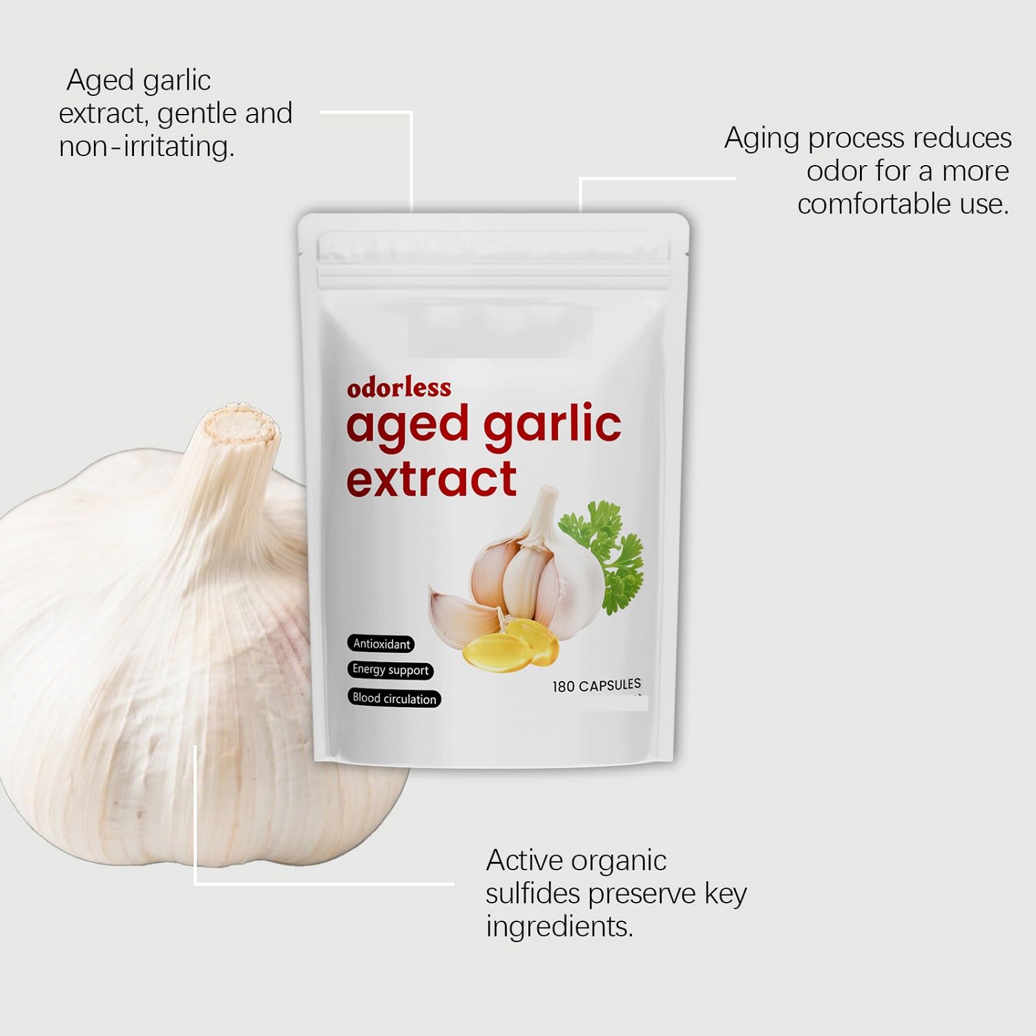 Estratto Di Aglio Invecchiato - Aglio Inodore │ Equilibrio Di Supporto Energetico Naturale,1pcs