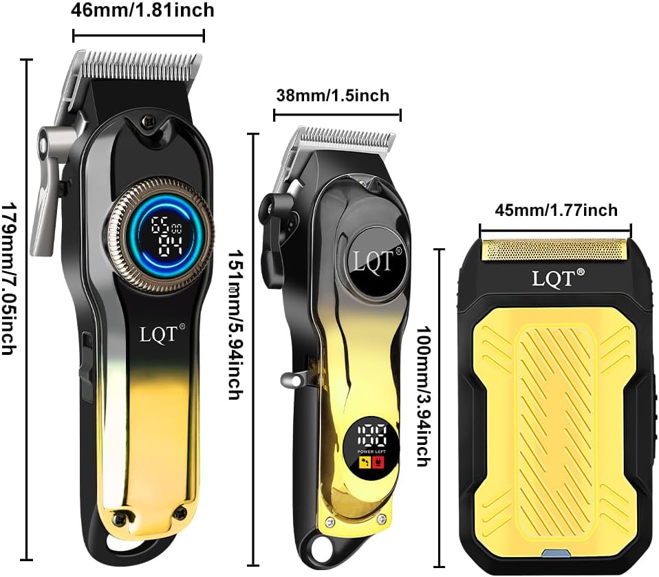 Dimensions of LQT hair clipper, trimmer, and shaver
