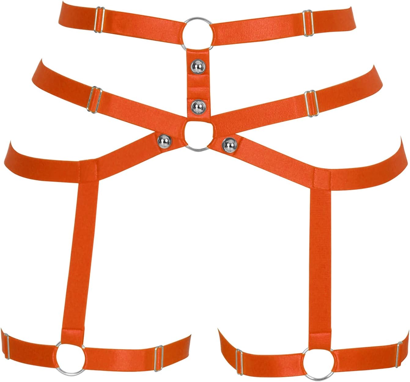 PETMHSWomen‘s Punk Harness Garter Belts Leg Waist Elastic Body Caged Strappy Hollow Out Thigh Stockings Suspender Lingerie