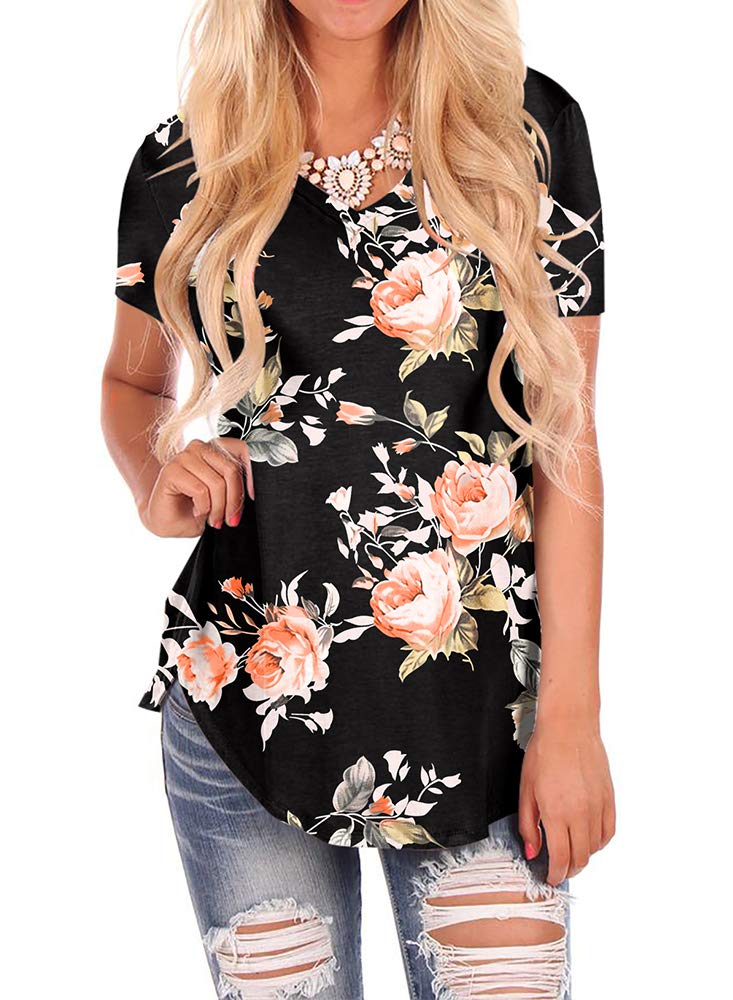 Womens Casual Curved Hem Long Sleeve T Shirt V Neck Side Slit Blouse
