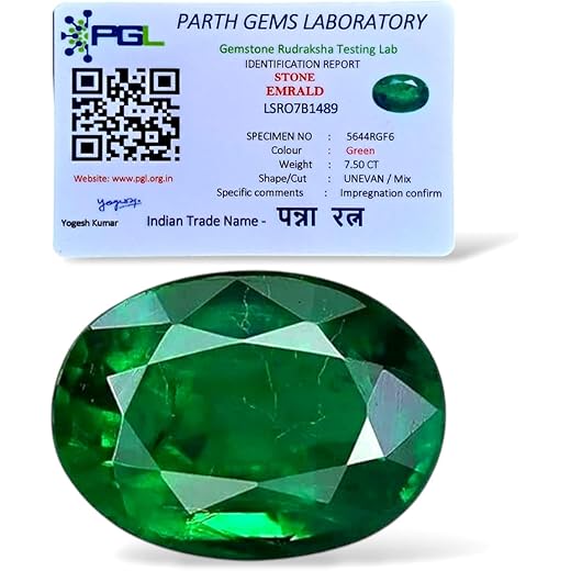 FLAIMYST Netural Emerald Panna Stone Original Certified 5.5 to 8.80 Ratti (Emerald Panna Gemstone)