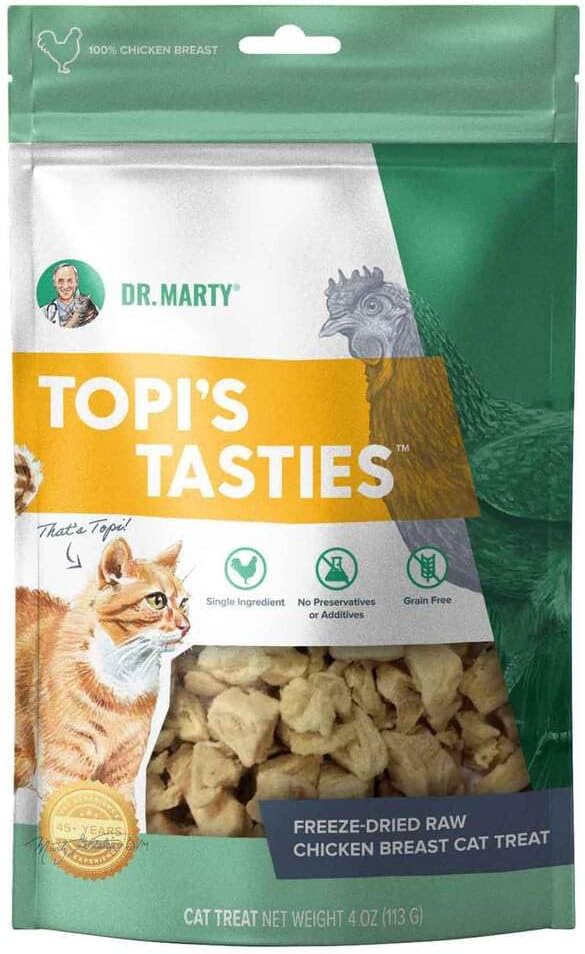 Dr. Marty Topi's Tasties 100% Freeze-Dried Chicken Breast Cat Treat 4 oz