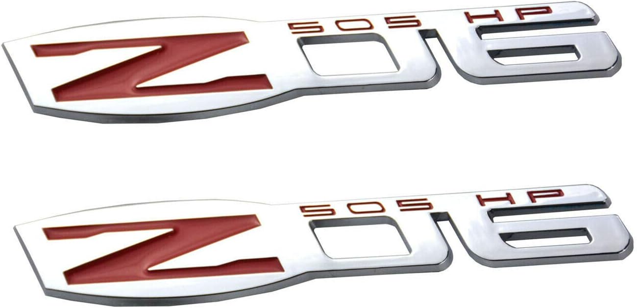 EmbRoom x2 Corvette Z06 Emblem Replaces For Fender/Trunk Badge ZO6 (Chrome Red)