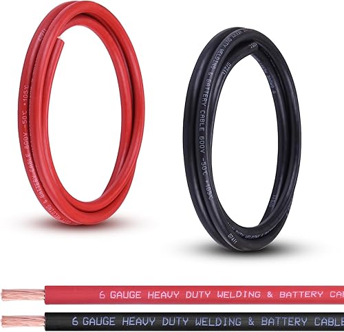 Miniatura 28 de Cable de Batería Calibre 2/0, 10 Pies Rojo + 10 Pies Negro 2/0 AWG Cable de Alambre de Soldadura de Cobre Puro, para Automotriz, Batería, Solar y 10