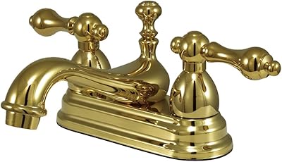 Kingston Brass KB160LP Vista Twin Canopy Maniglie 4 Inch Centerset Lavatory Rubinetto Senza Pop-up, Cromato Lucido, 4-Inch Center