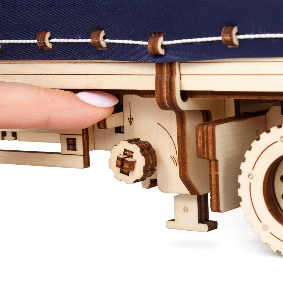 EWA Eco-Wood-Art-Il Kit di Costruzione “Trailer for Road King (Tilt)” è Un Modello Progettato per Essere assemblato Senza l'uso di Colla, Colore Naturale