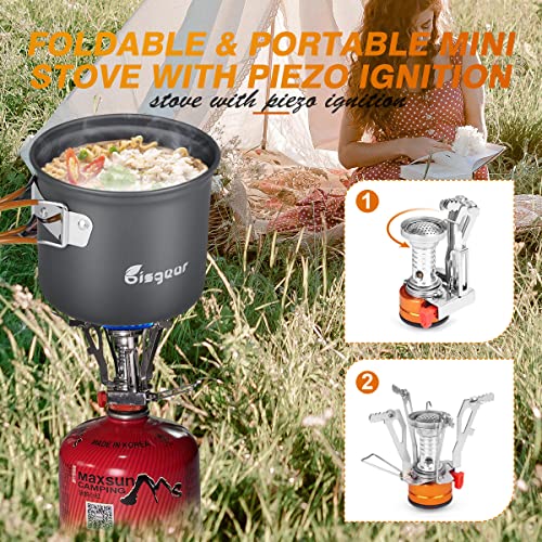 image for Bisgear Camping Cookware Portable Backpacking Stove Canister Stand Tri