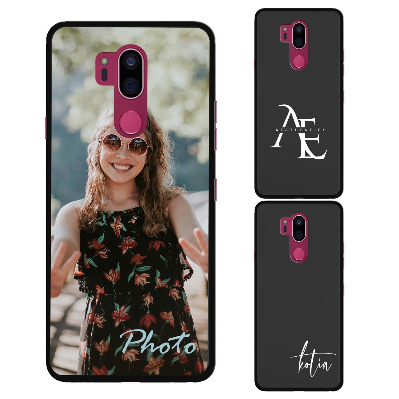 Custom Case Compatible with LG G7 ThinQ Personalized Photo - Customized Picture Logo Text Phone Cover, Protective Silicone TPU, Slim Soft Shell Unique Gift, Black