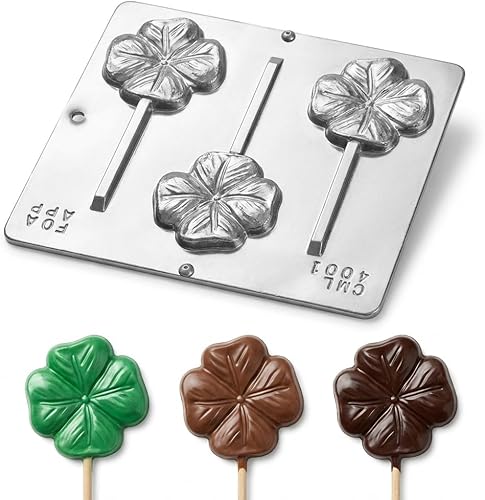 Miniatura 3 de Candy Molds N More Cuatro hojas trébol/trébol piruleta chocolate caramelo molde Día de San Patricio 4001