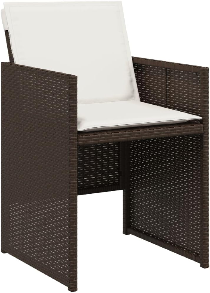 vidaXL Patio Chair Brown Poly Rattan Medium Foldable Patio Chair