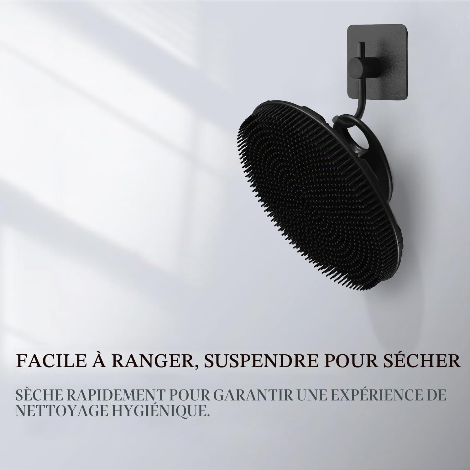 INNERNEED Brosse de douche en silicone souple de qualité alimentaire, exfoliante douce et moussante (noir)